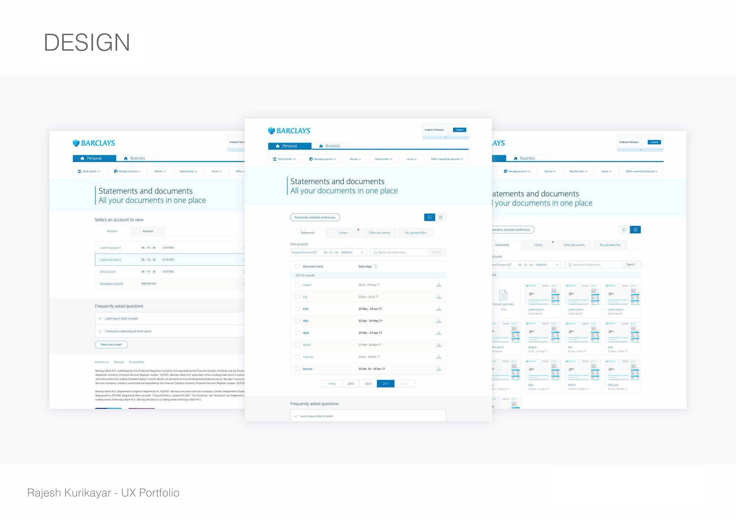 Barclays product interface