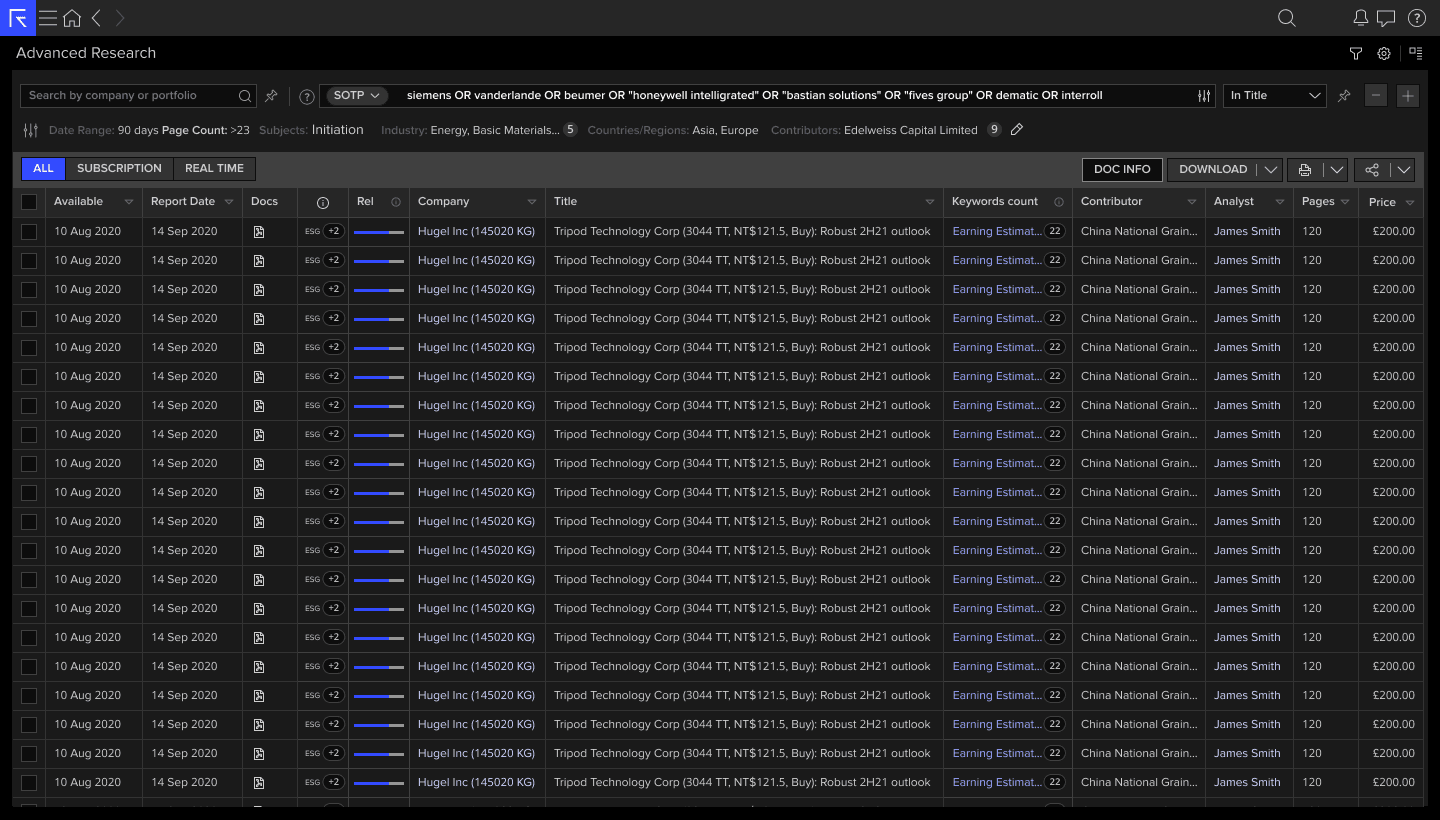 LSEG Workspace product interface